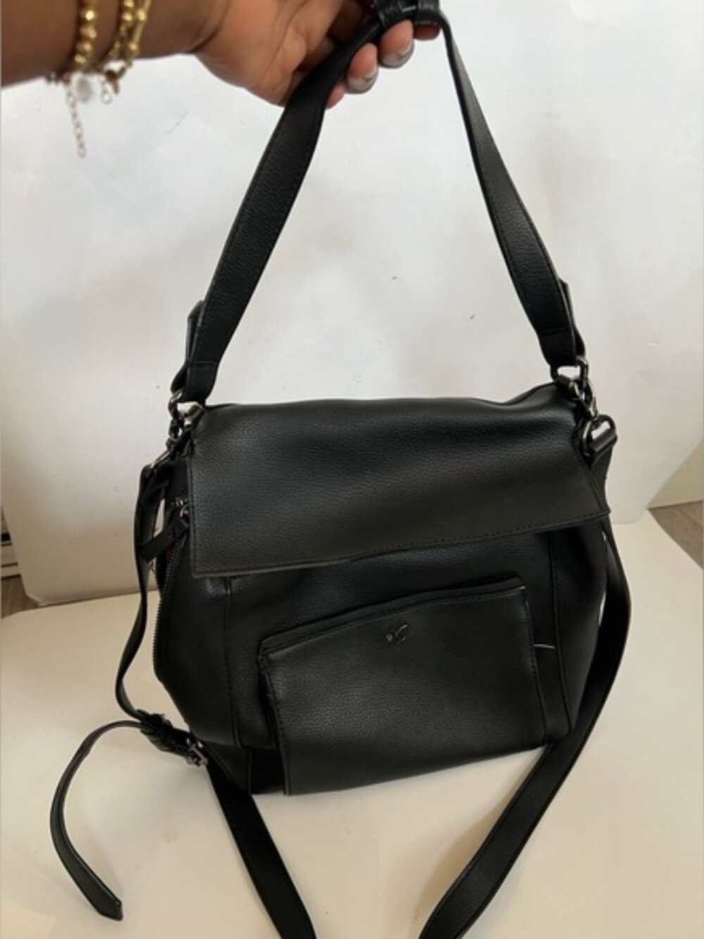 Black shoulder handbag pvcpolyester bag